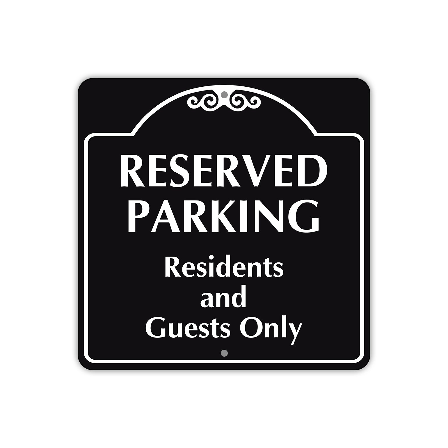 Reserved Parking Residents and Guests Only Square Metal Sign 