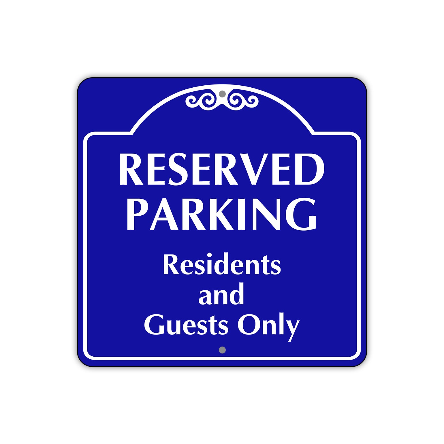 Reserved Parking Residents and Guests Only Square Metal Sign Plate