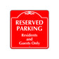 Reserved Parking Residents and Guests Only Square Sign