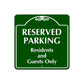 Reserved Parking Residents and Guests Only Square Sign Plate