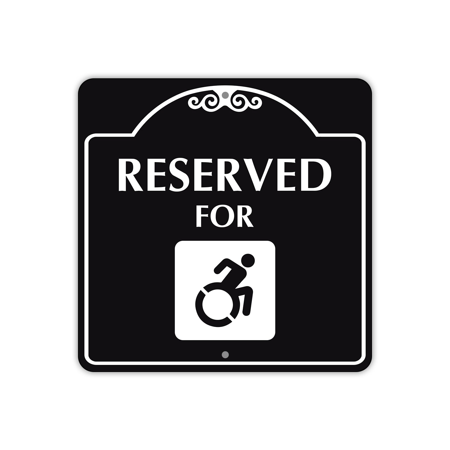 Reserved for Handicap Square Aluminum Colored Sign Plate (Black)