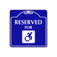 Reserved for Handicap Square Aluminum Colored Sign Plate (Blue)