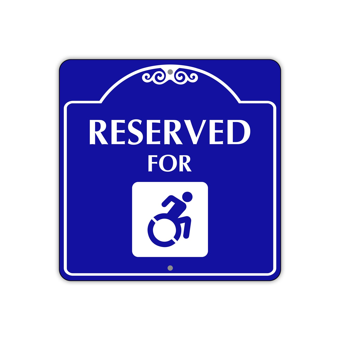 Reserved for Handicap Square Aluminum Colored Sign Plate (Blue)