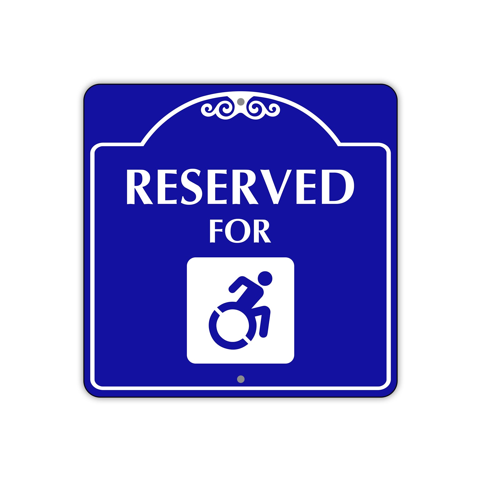 Reserved for Handicap Square Aluminum Colored Sign Plate (Blue)