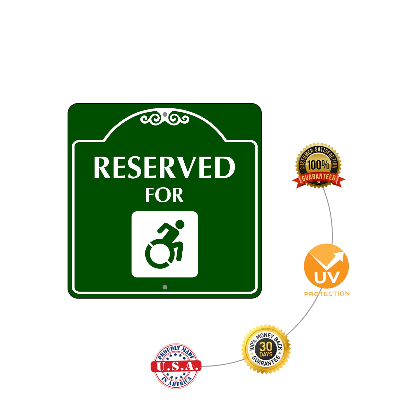 Reserved for Handicap Square Aluminum Colored Sign Plate Installation  