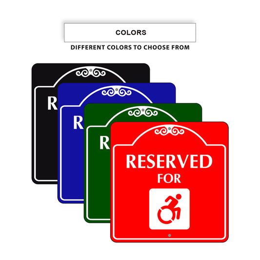 Reserved for Handicap Square Aluminum Colored Signs