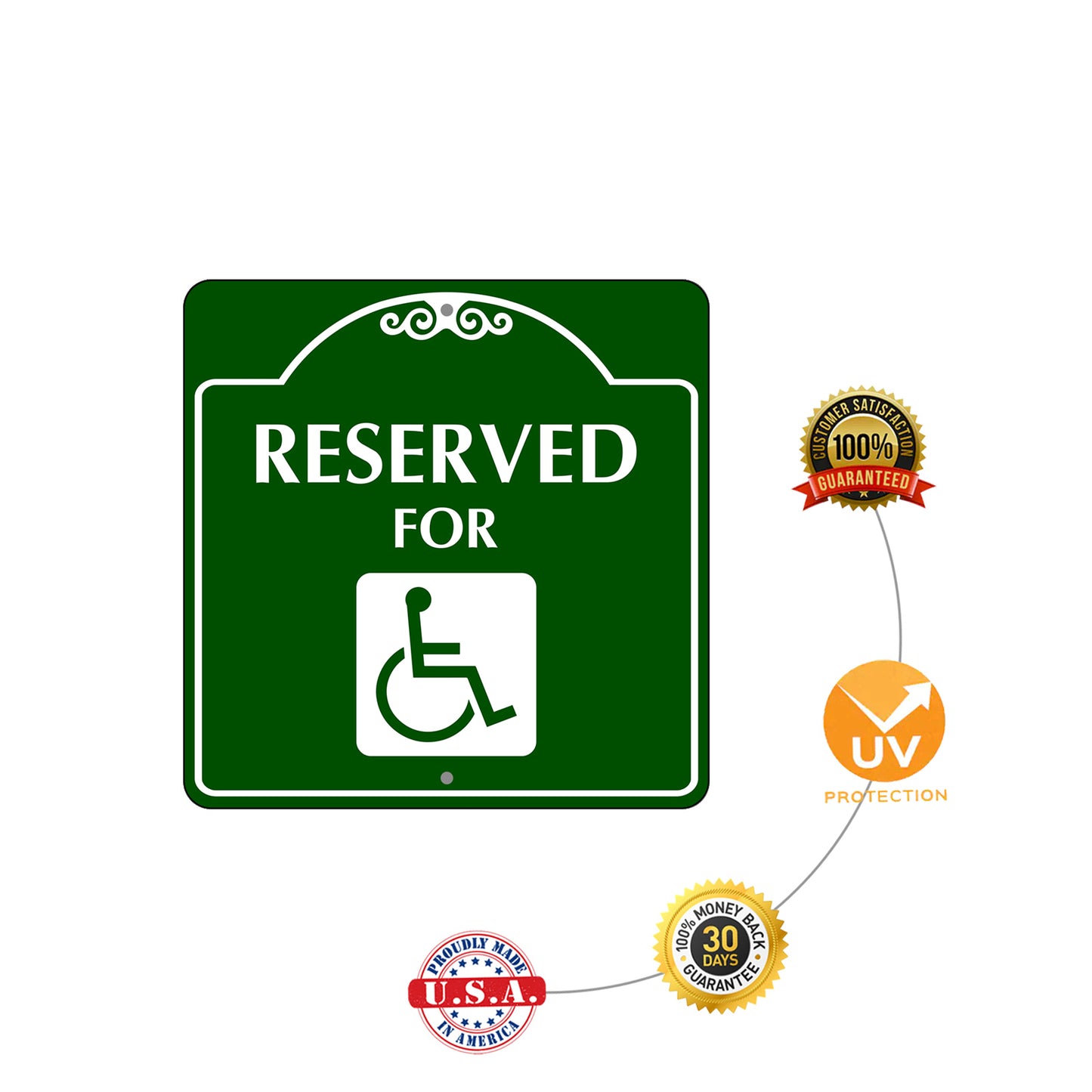 Reserved for Handicap Square Colour Metal Sign Installation  