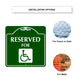 Reserved for Handicap Square Colour Metal Sign Installation Options