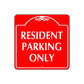 Resident Parking Only Square Aluminum Metal Sign Plate