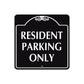 Resident Parking Only Square Metal Sign Plate (black)