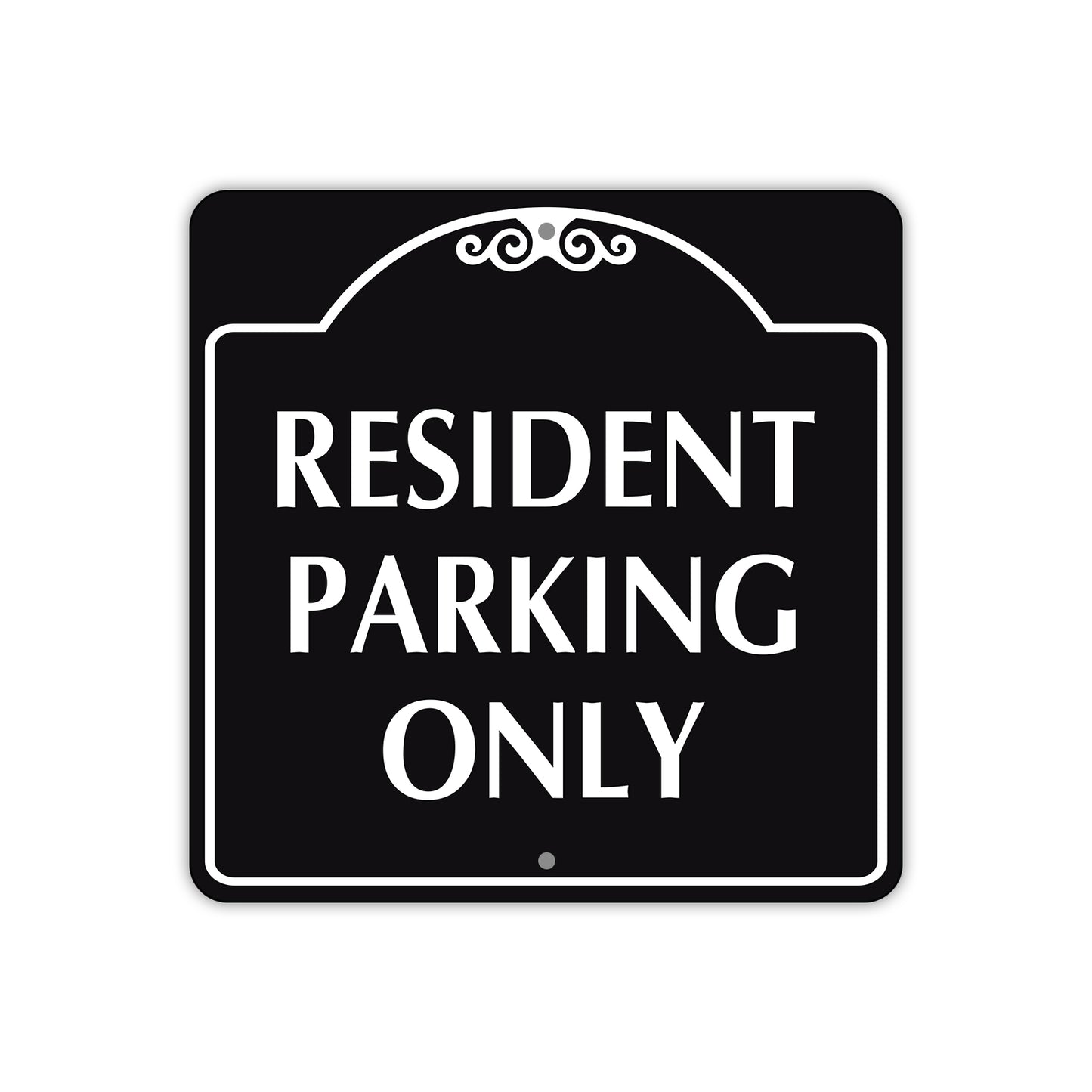 Resident Parking Only Square Metal Sign Plate (black)