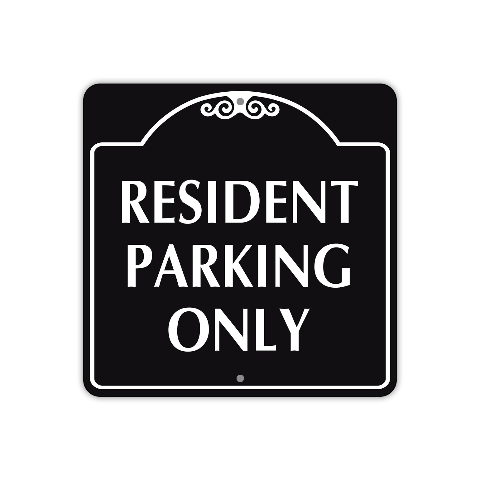 Resident Parking Only Square Metal Sign Plate (black)