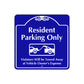 Resident Parking Only Violators Will Be Towed Metal Sign Plate
