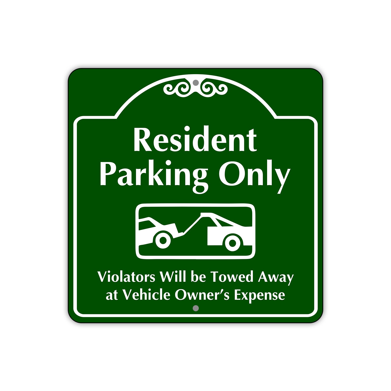 Resident Parking Only Violators Will Be Towed Sign Plate