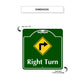 Right Turn Side Square Aluminum Sign Dimensions