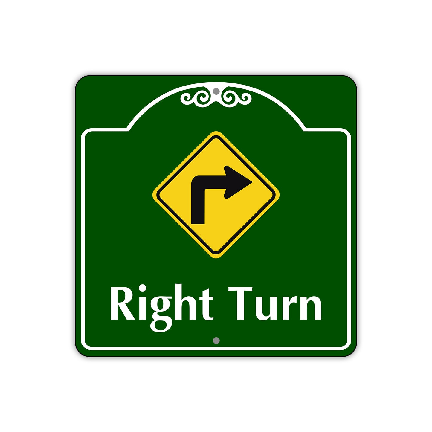 Right Turn Side Square Aluminum Signs