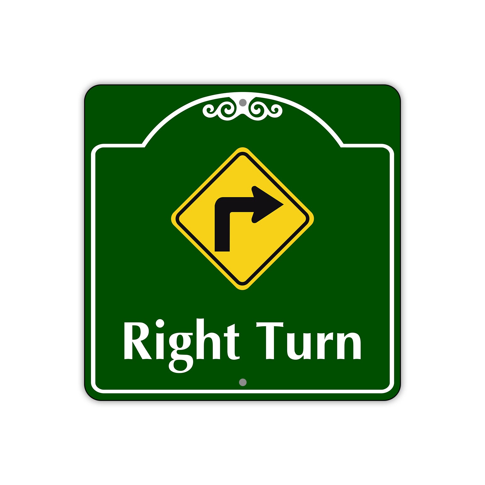 Right Turn Side Square Aluminum Signs