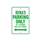 Rivka's Name Parking Only All Others Will Be Towed Metal Sign Plate