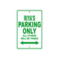 Riya's Name Parking Only All Others Will Be Towed Metal Sign Plate