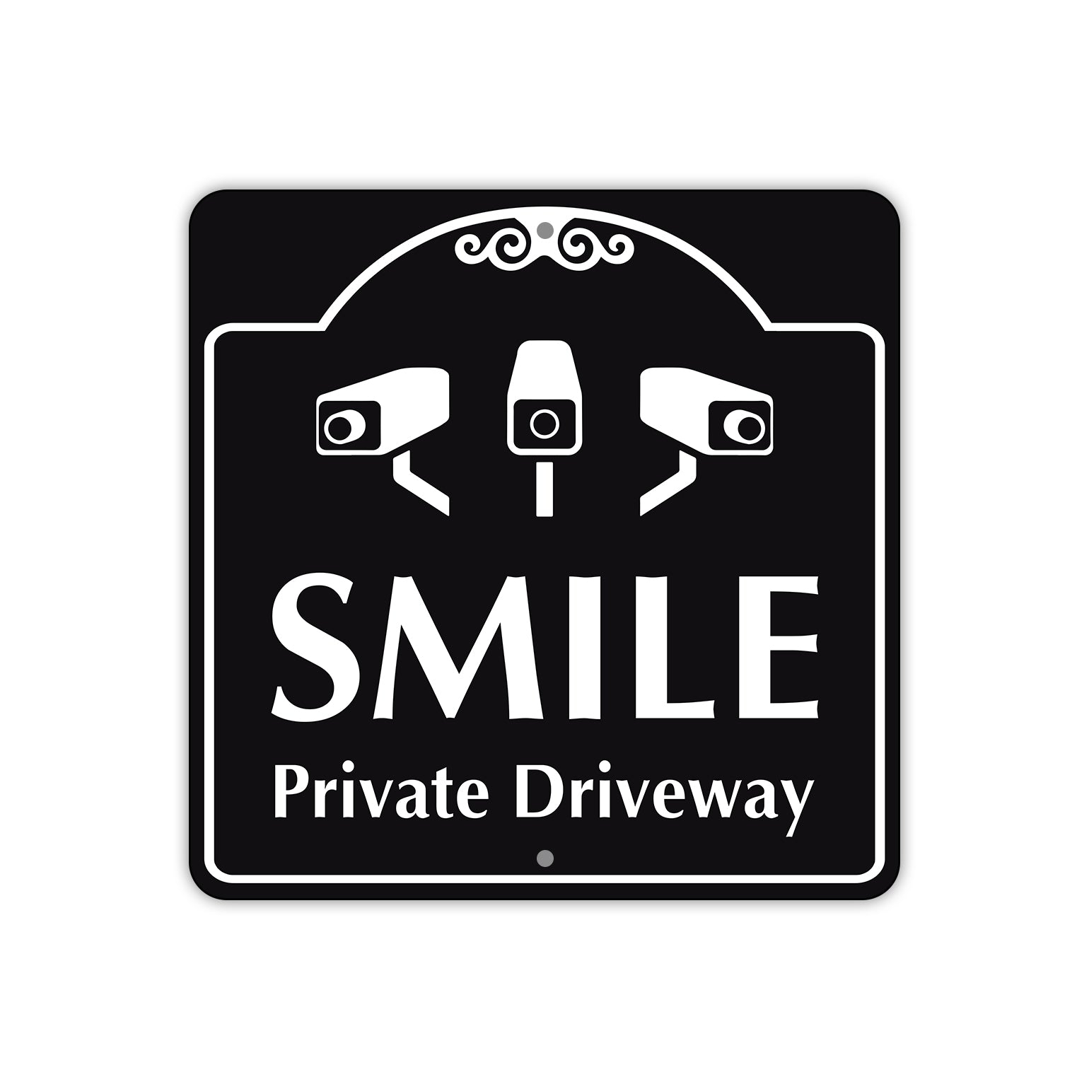 Smile Private Driveway Square Metal Sign  
