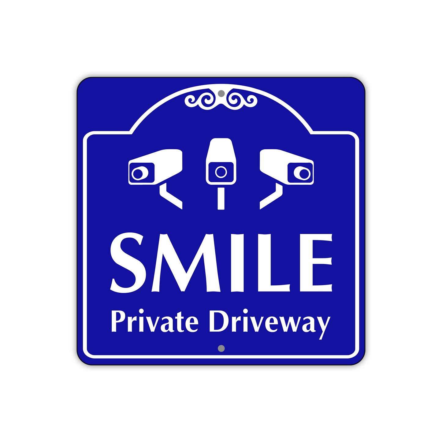 Smile Private Driveway Square Metal Sign Plate