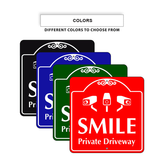 Smile Private Driveway Square Signs