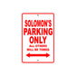 Solomon's Name Parking Only All Others Will Be Towed Metal Sign Plate