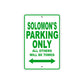 Solomon's Name Parking Only All Others Will Be Towed Sign Plate
