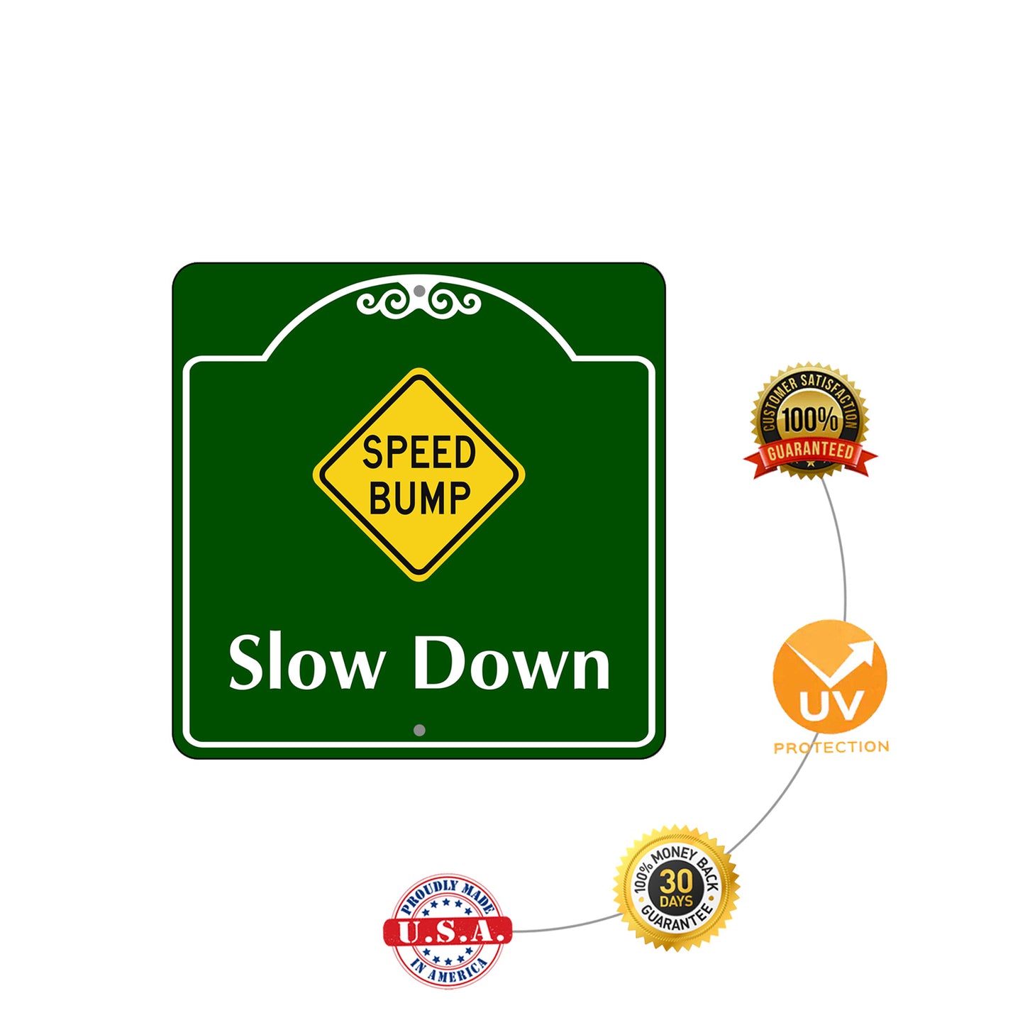 Speed Bump Slow Down Square Sign Process