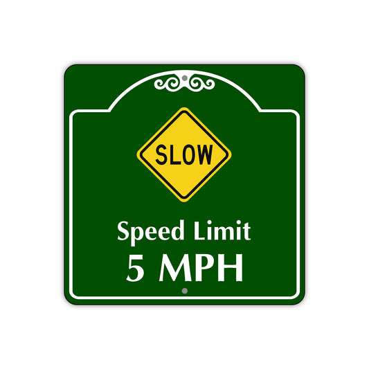Speed Limit 5 MPH Square Aluminum Sign