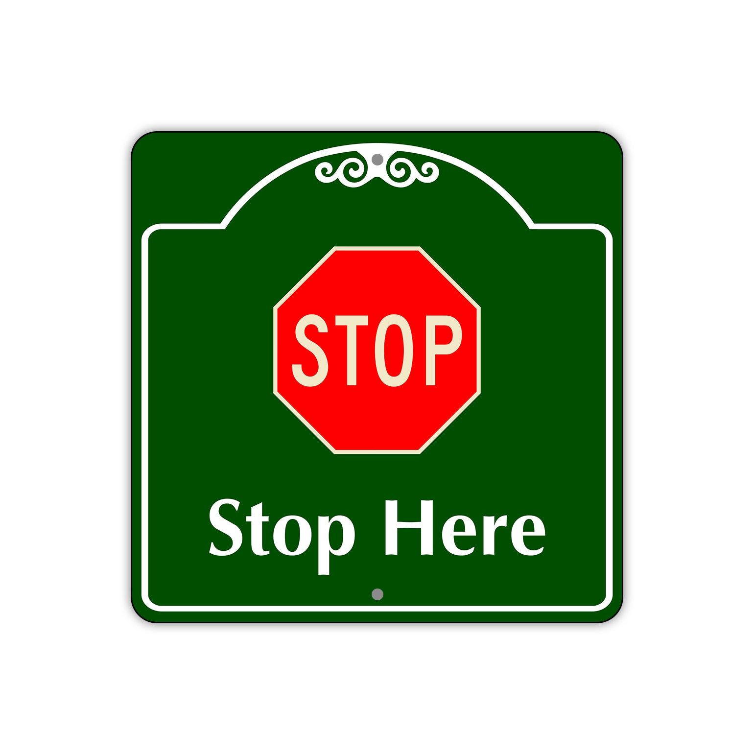 Stop Here Square Aluminum Metal Sign
