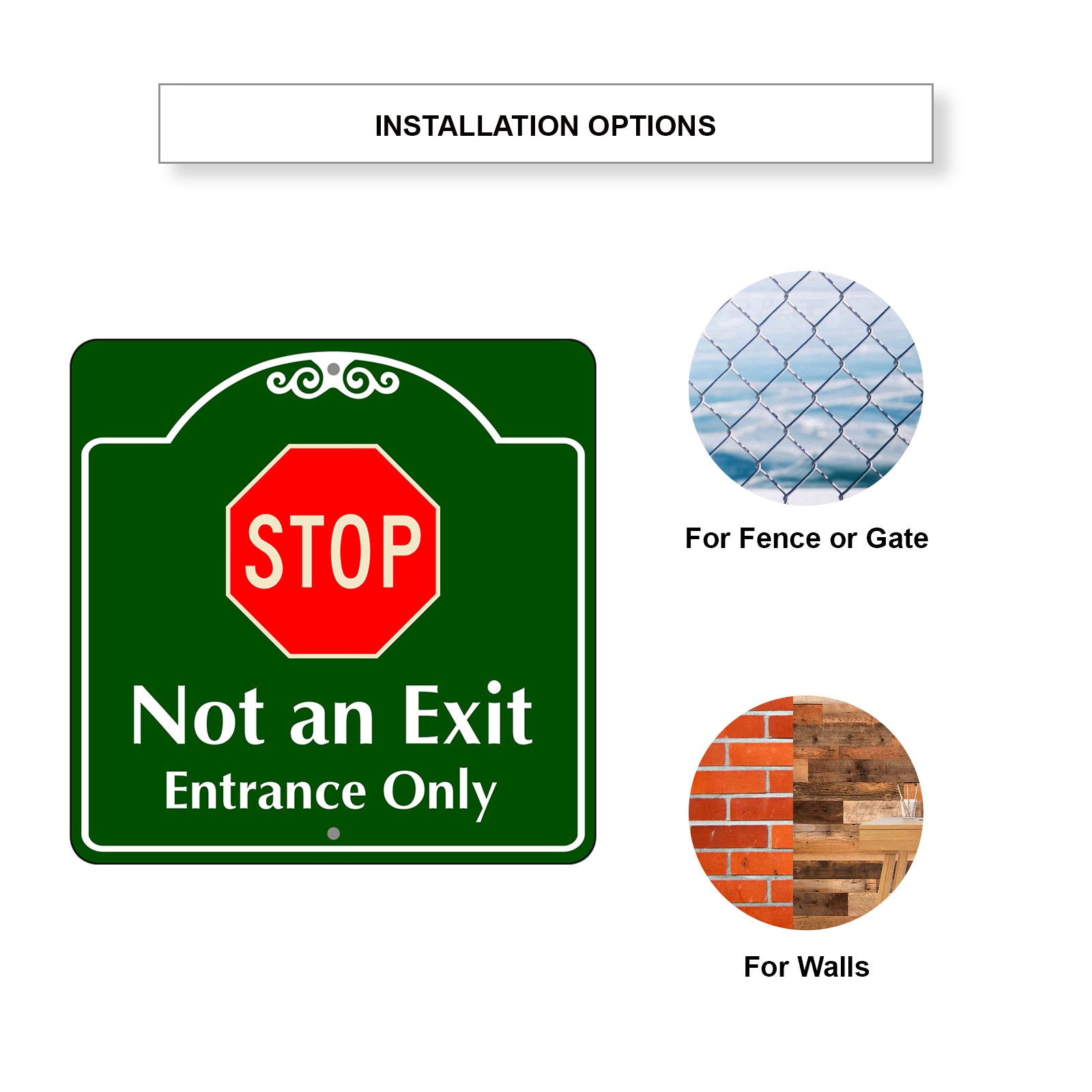 Stop Not an Exit Entrance Only Square Aluminum Metal Sign Plate