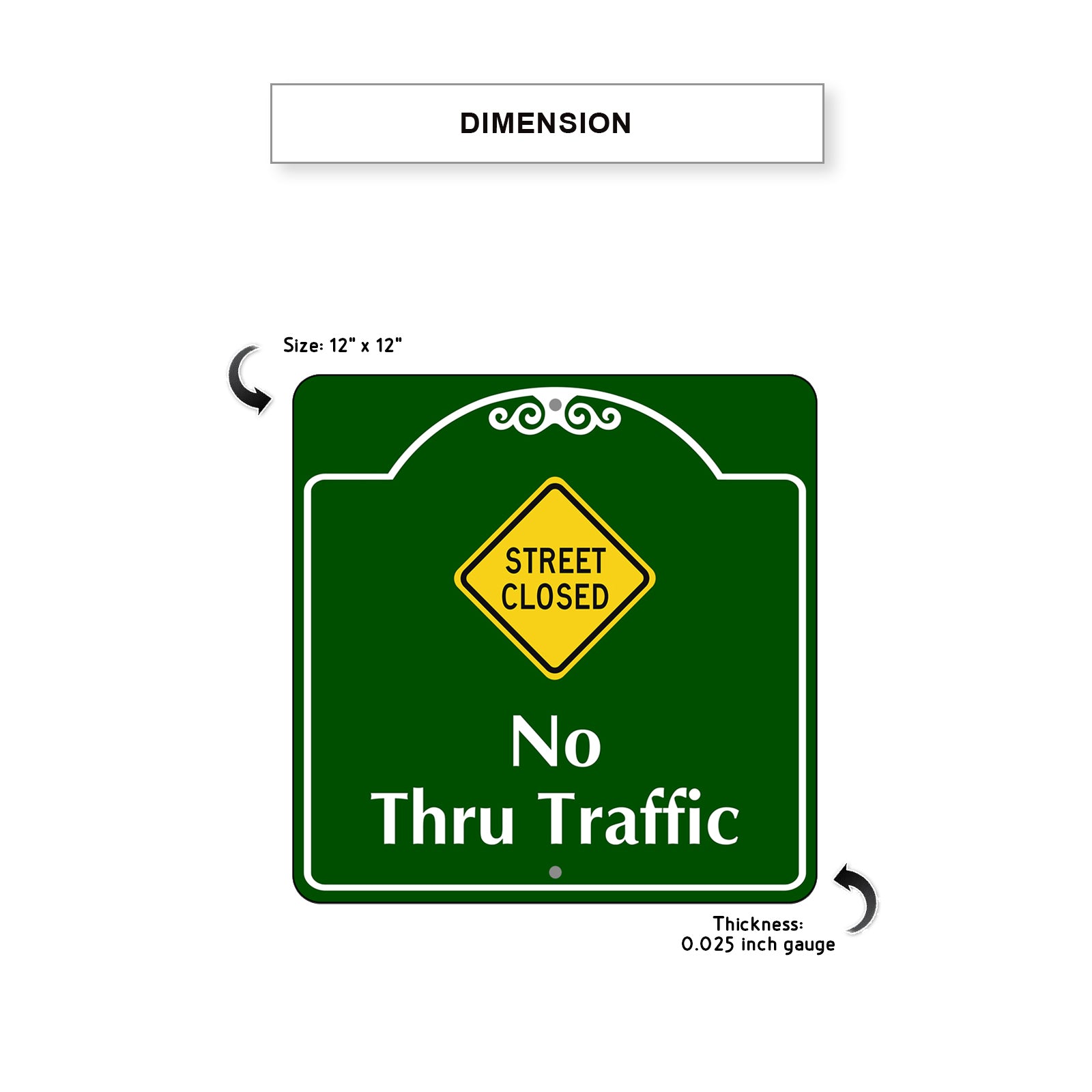 Street Close No Thru Traffic Square Sign Plate Dimensions