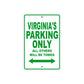Virginia's Name Parking Only All Others Will Be Towed Metal Sign Plate