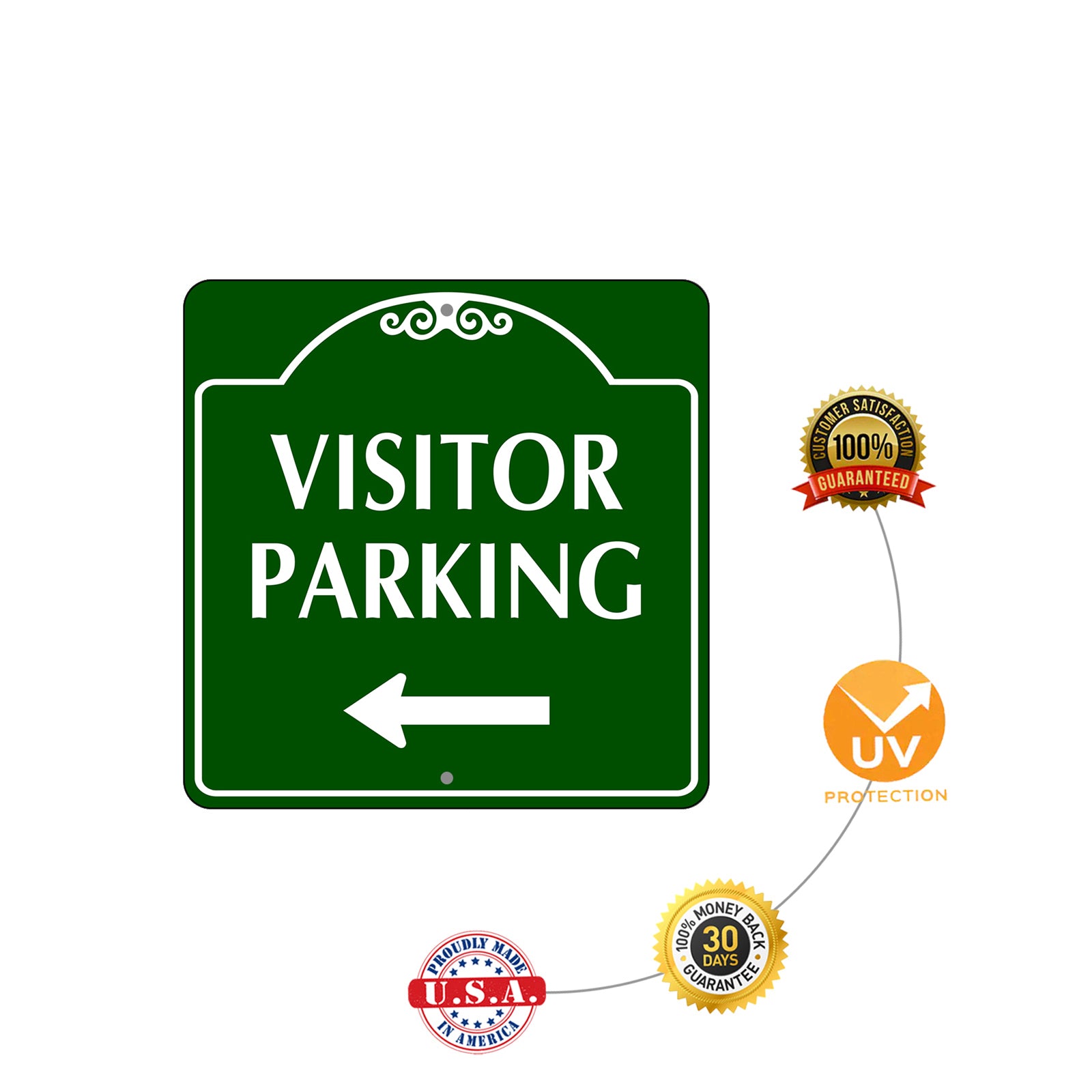 Visitor Parking Left Side Square Metal Sign Protection
