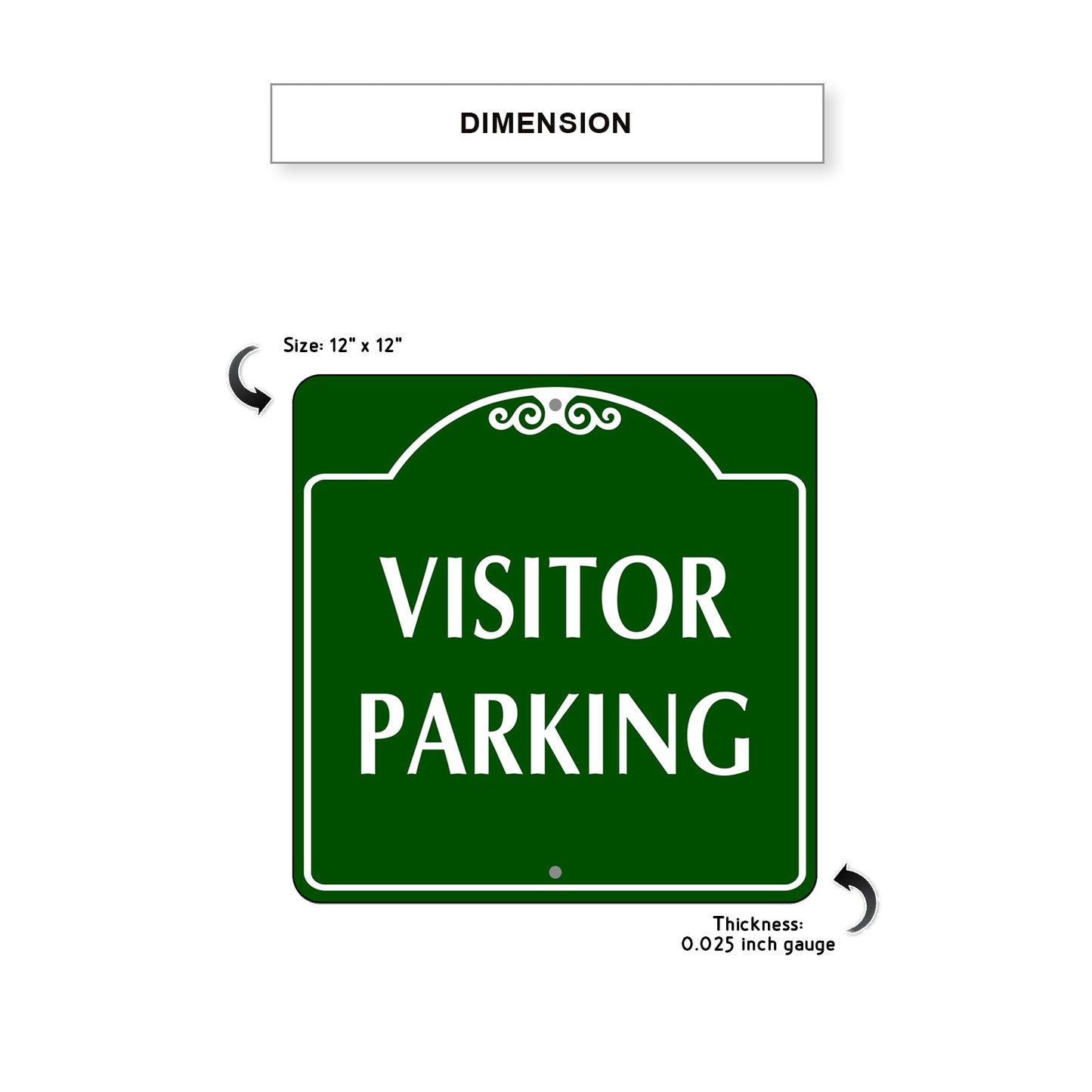 Visitor Parking Square Aluminum Metal Sign Dimension