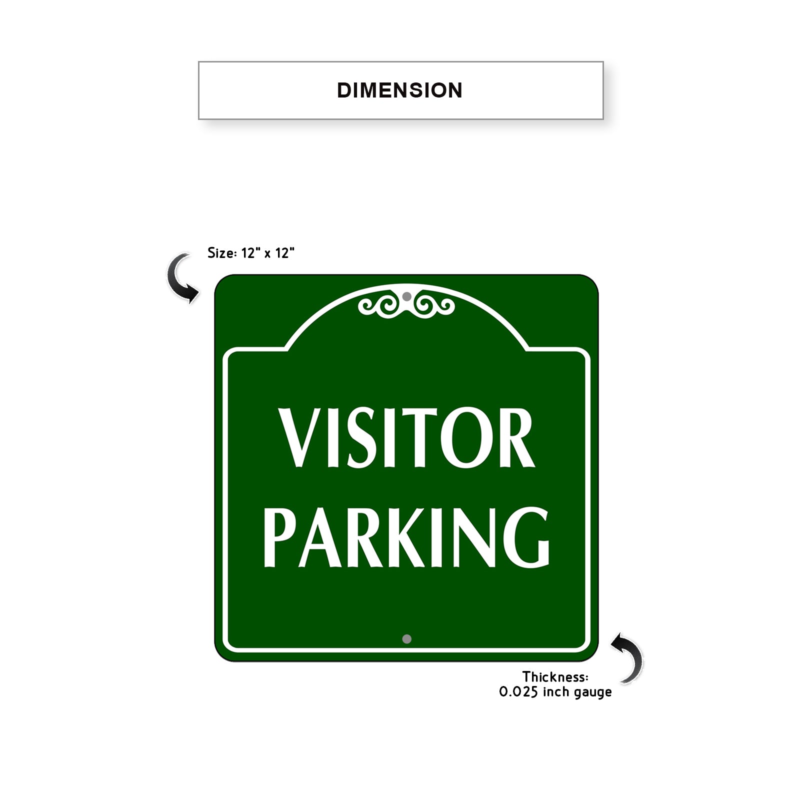 Visitor Parking Square Aluminum Metal Sign Dimension