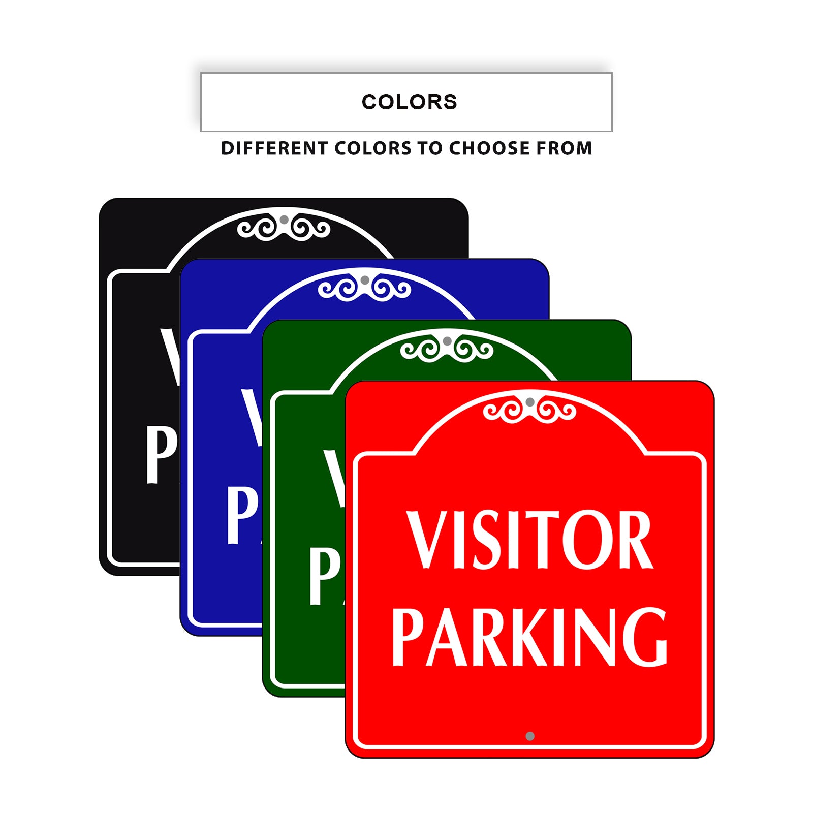 Visitor Parking Square Aluminum Signs in Different Colors