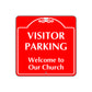 Visitor Parking Welcome to Our Church Square  Sign