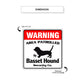 Warning Area Patrolled By Basset Hound Metal Sign Dimension