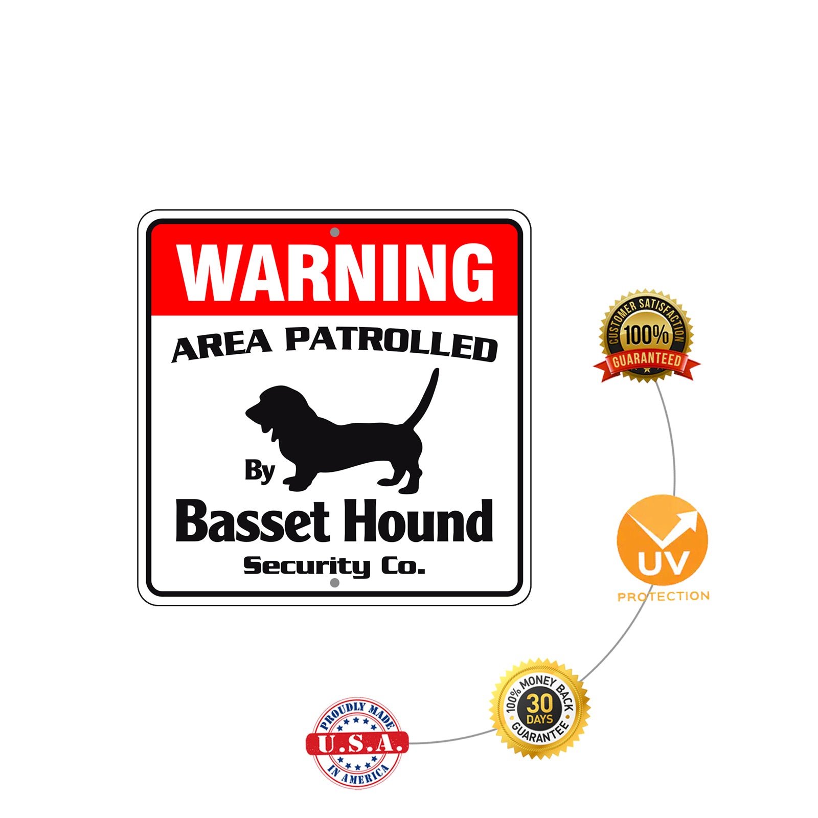 Warning Area Patrolled By Basset Hound Metal Sign Plate