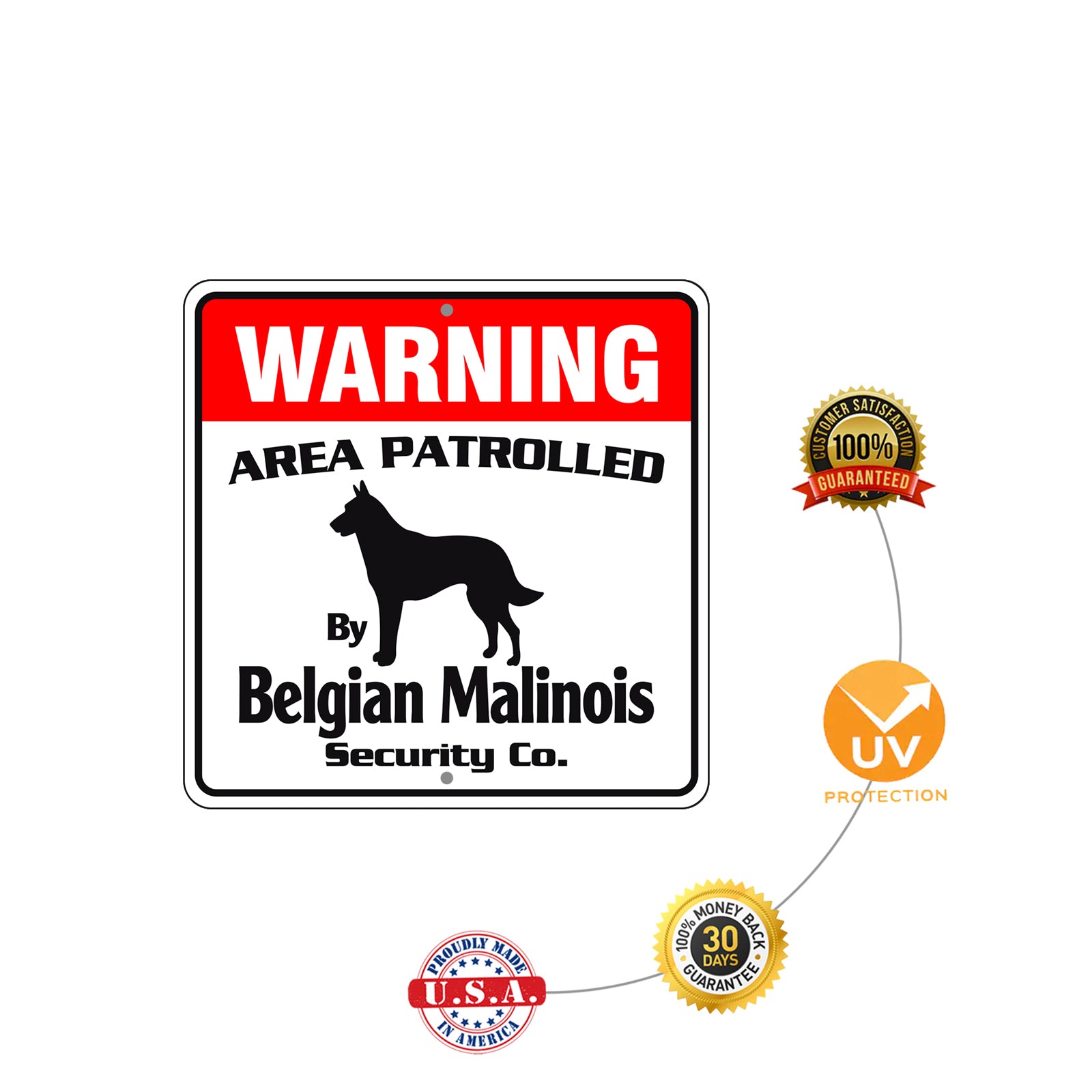 Warning Area Patrolled By Belgian Malinois Sign Plate