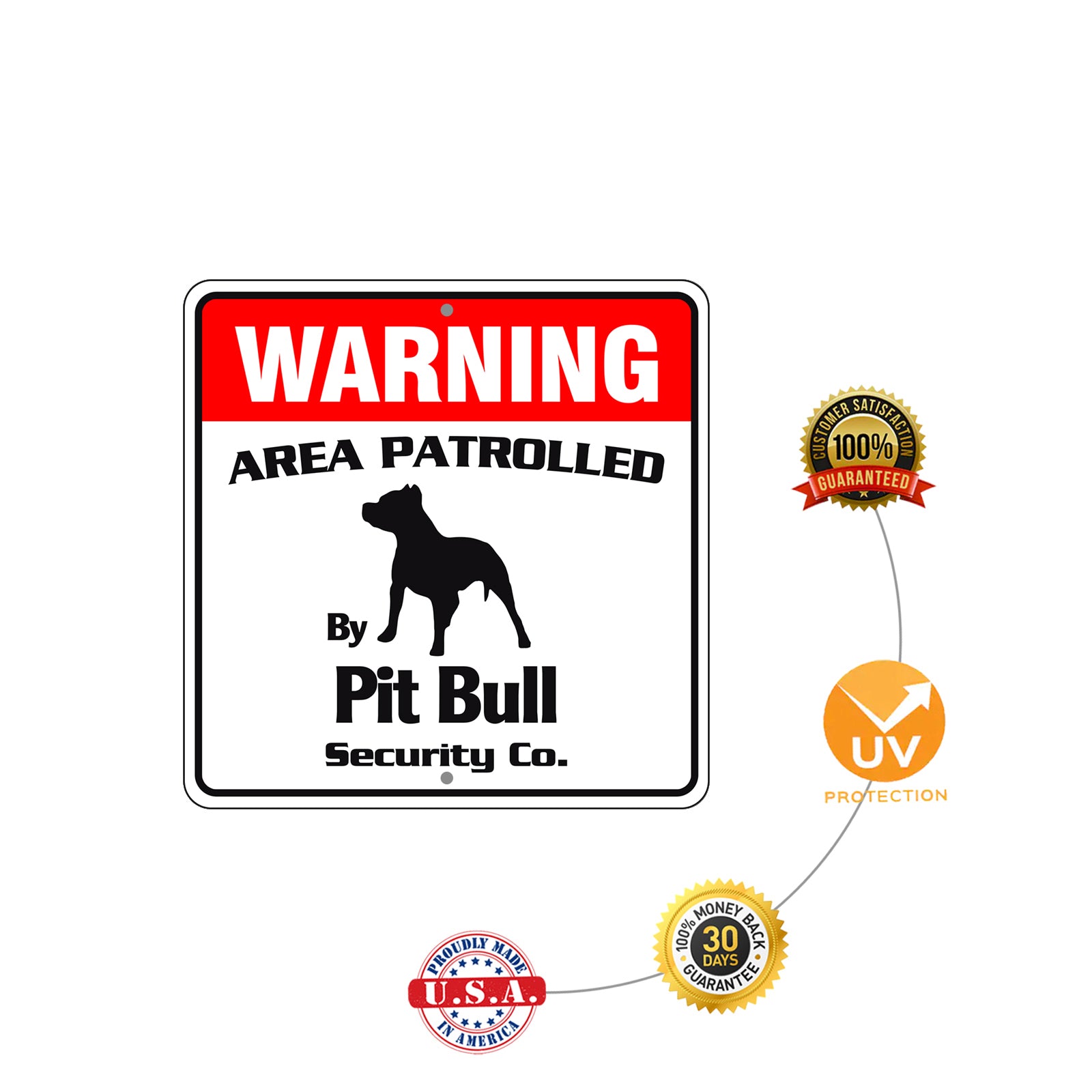 Warning Area Patrolled By Pit Bull Sign Installation