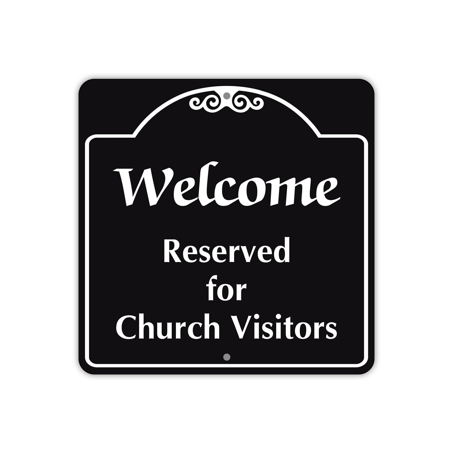 Welcome Reserved for Church Visitors Square Sign Plate (Black)