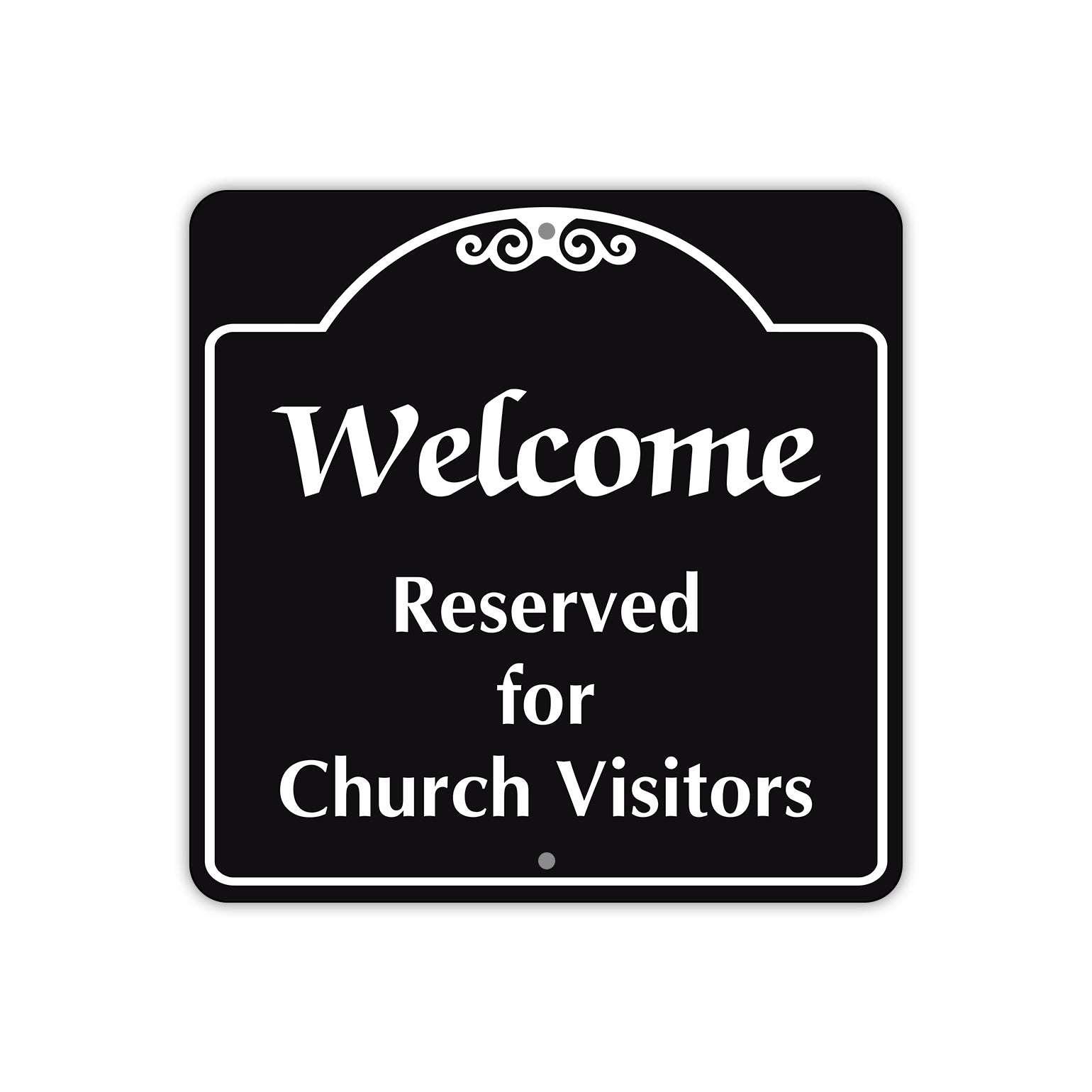 Welcome Reserved for Church Visitors Square Sign Plate (Black)