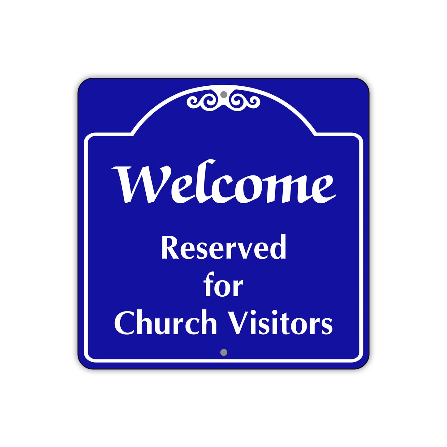 Welcome Reserved for Church Visitors Square Sign Plate (Blue)