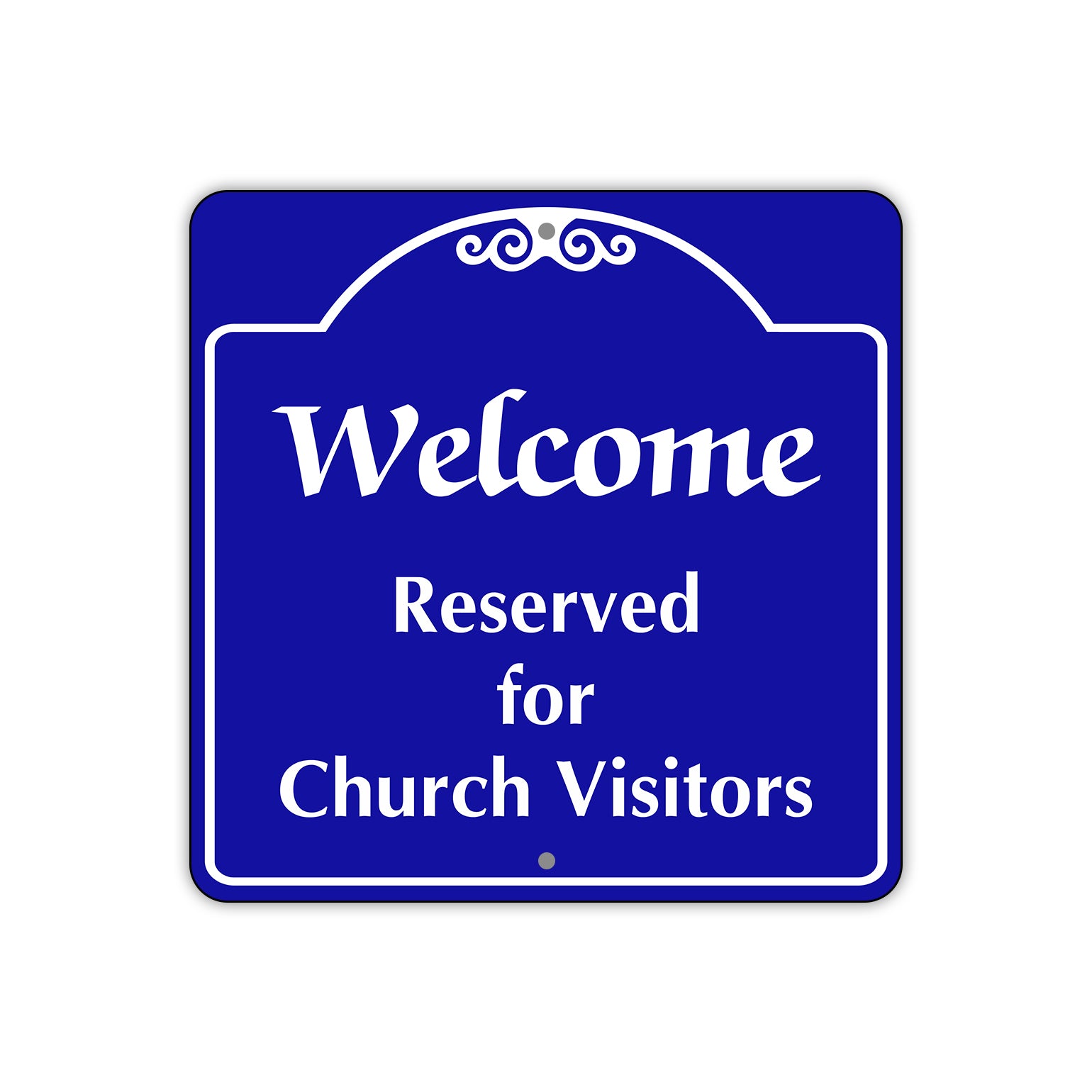 Welcome Reserved for Church Visitors Square Sign Plate (Blue)