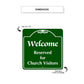 Welcome Reserved for Church Visitors Square Sign Plate Dimension