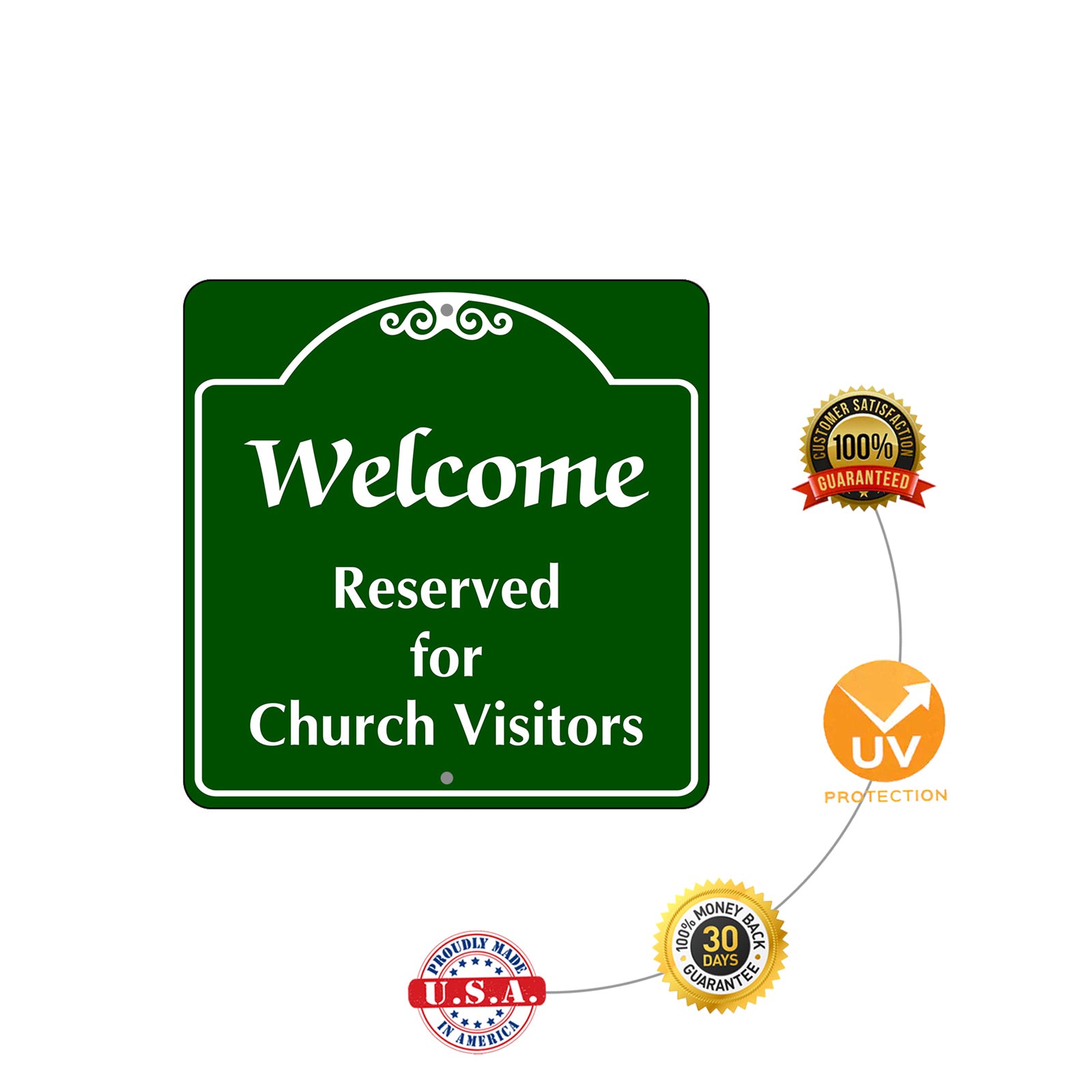 Welcome Reserved for Church Visitors Square Sign Plate Installation  