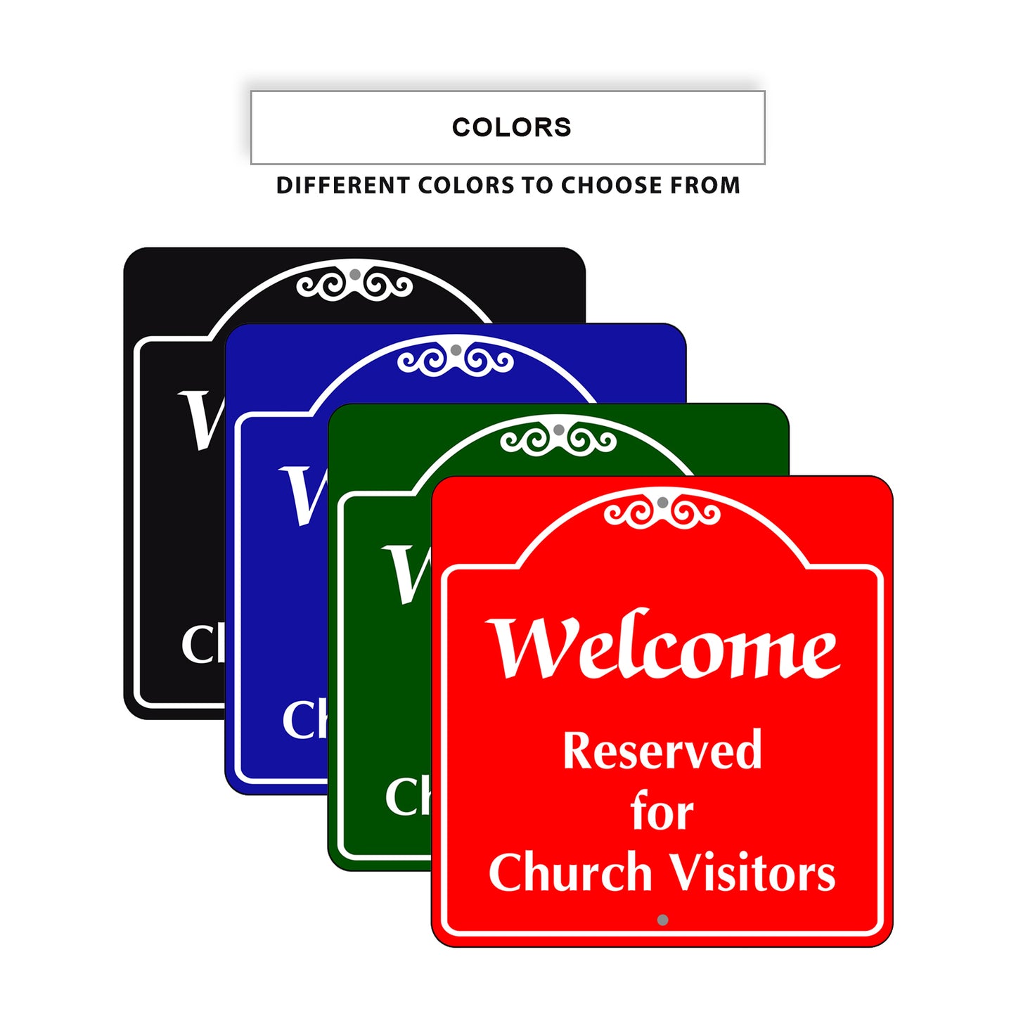 Welcome Reserved for Church Visitors Square Signs (Colors)